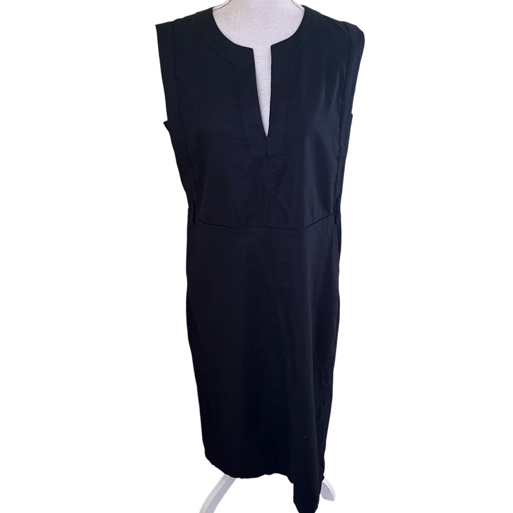 Banana Republic  Black Stretch Linen/Cotton Blend Sleeveless Sheath Dress M